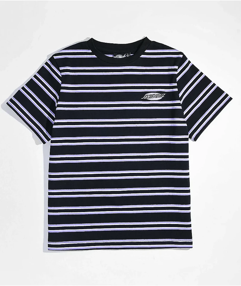 Santa Cruz Kids Oval Embroidered Stripe Purple & Black T-Shirt