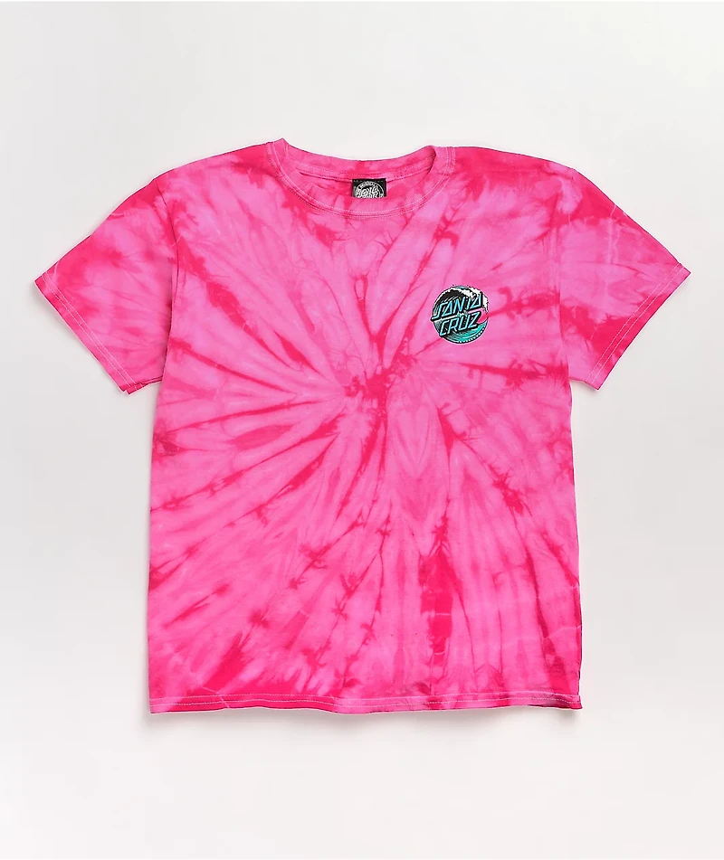 Santa Cruz Kids Wave Dot Pink Tie Dye T-Shirt