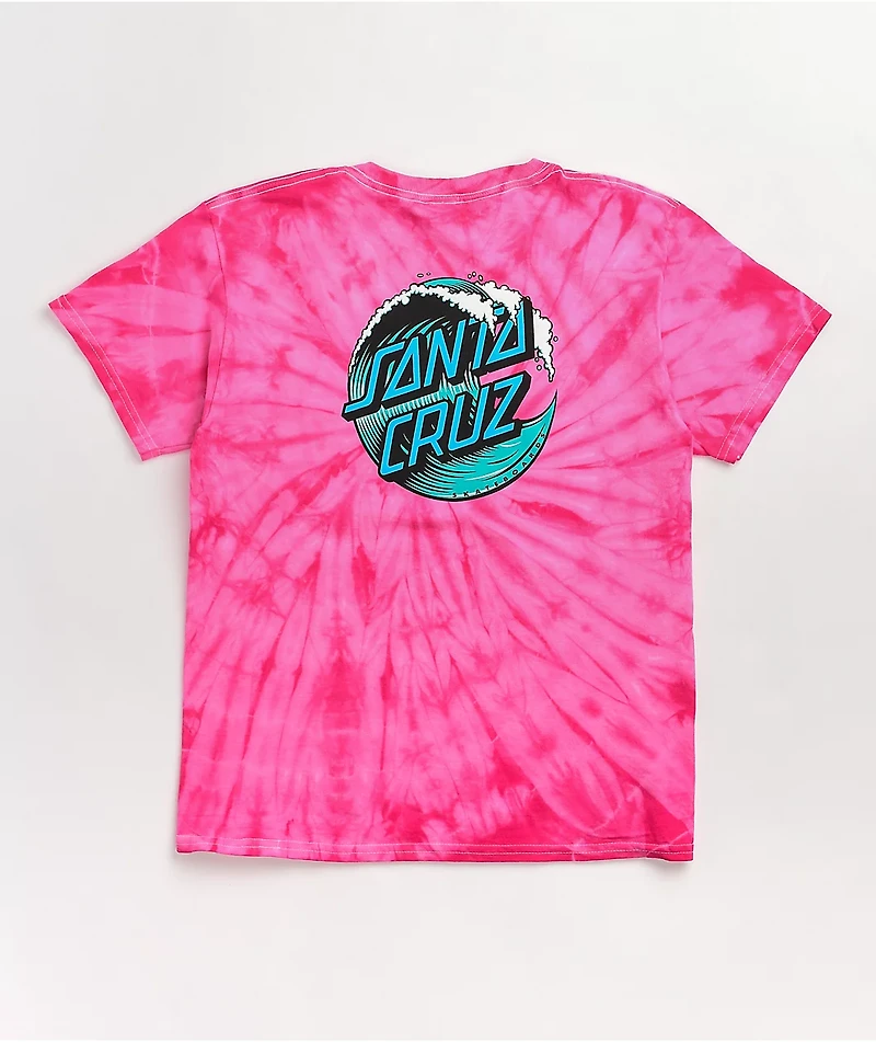 Santa Cruz Kids Wave Dot Pink Tie Dye T-Shirt