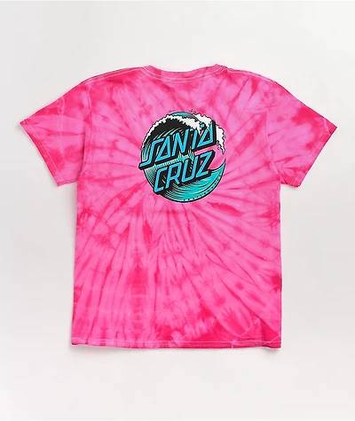 Santa Cruz Kids Wave Dot Pink Tie Dye T-Shirt