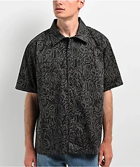 Santa Cruz Knox Faces Black Short Sleeve Button Up Work Shirt