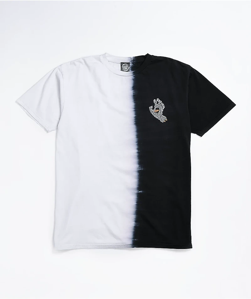 Santa Cruz Letter Hand Black & White Dip Dye T-Shirt