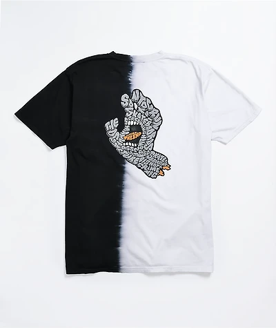 Santa Cruz Letter Hand Black & White Dip Dye T-Shirt