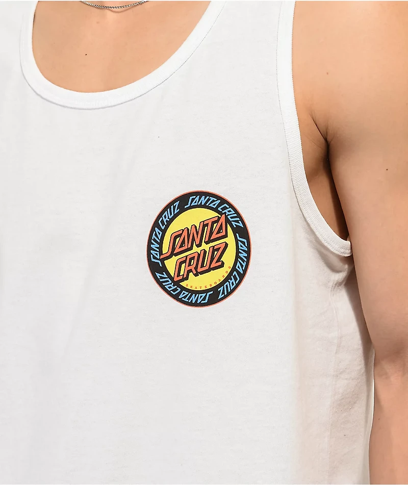 Santa Cruz Loud Ringed Dot White Tank Top