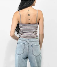 Santa Cruz Lucky Cat Brown & Purple Stripe Crop Tank Top