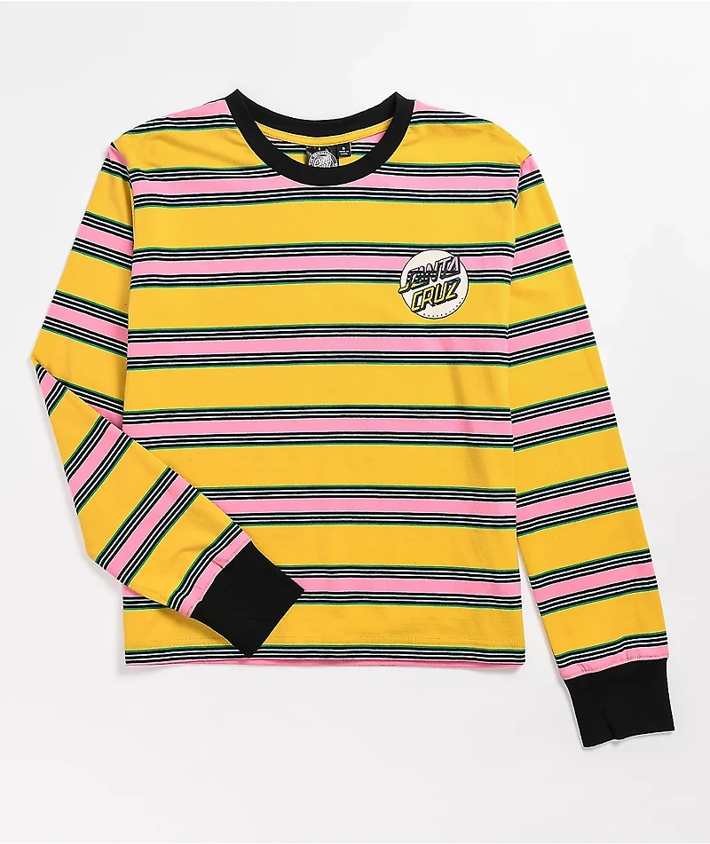 Santa Cruz Missing Dot Striped Yellow Long Sleeve T-Shirt