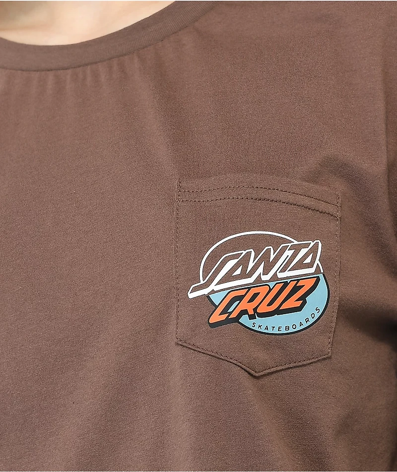Santa Cruz Mushroom Wave Splice Brown Long Sleeve T-Shirt