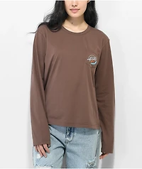 Santa Cruz Mushroom Wave Splice Brown Long Sleeve T-Shirt