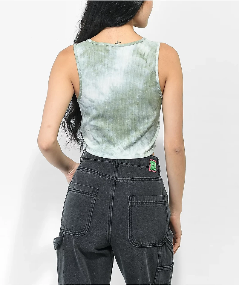 Santa Cruz Not a Dot Butterfly Green Tie Dye Crop Tank Top