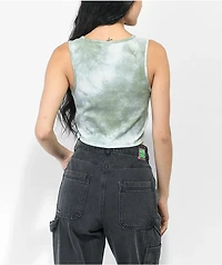 Santa Cruz Not a Dot Butterfly Green Tie Dye Crop Tank Top