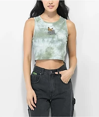 Santa Cruz Not a Dot Butterfly Green Tie Dye Crop Tank Top