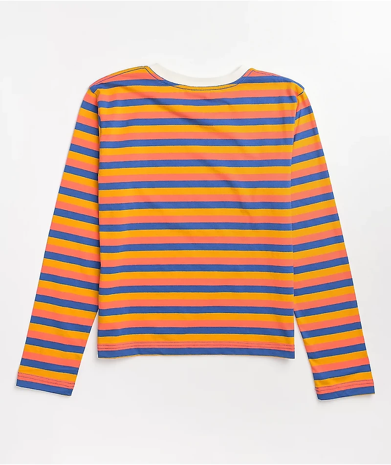 Santa Cruz Other Dot Front Blue, Yellow & Red Stripe Long Sleeve T-Shirt