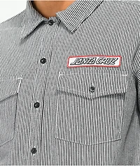 Santa Cruz Outline Black & White Stripe Short Sleeve Button Up Shirt