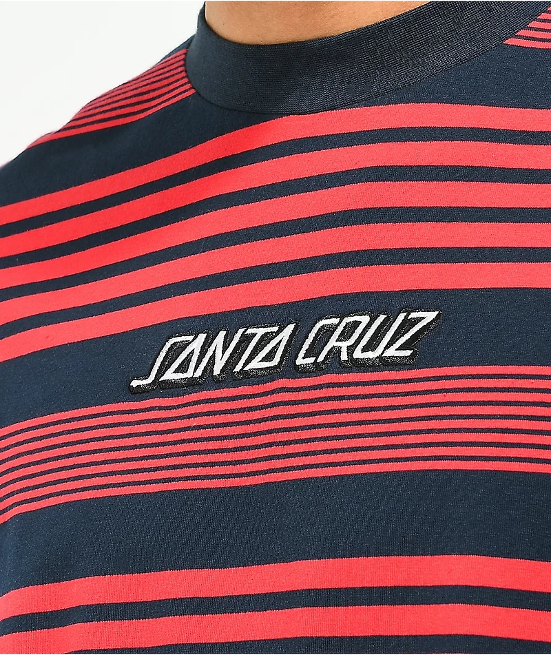 Santa Cruz Outline Red & Navy Stripe Long Sleeve T-Shirt