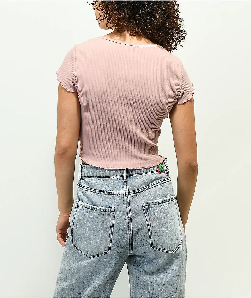 Santa Cruz Oval Dot Mauve Button Up Crop Shirt