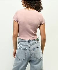 Santa Cruz Oval Dot Mauve Button Up Crop Shirt
