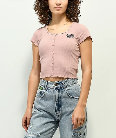 Santa Cruz Oval Dot Mauve Button Up Crop Shirt
