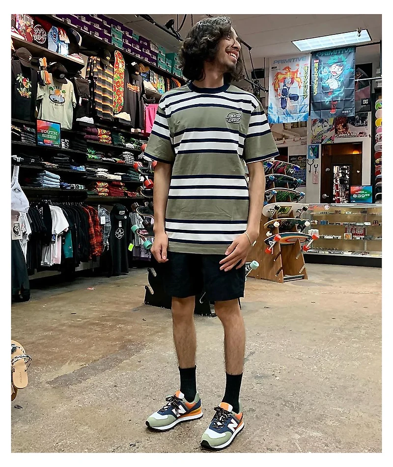 Santa Cruz Oval Dot Olive & Black Stripe T-Shirt