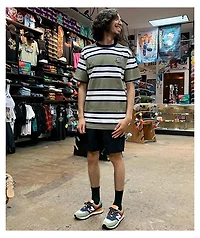 Santa Cruz Oval Dot Olive & Black Stripe T-Shirt