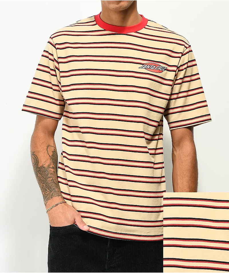 Santa Cruz Oval Dot Sand Brown Stripe T-Shirt