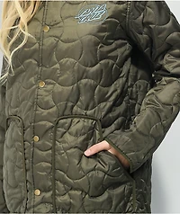 Santa Cruz Oval Line Dot Olive Quilted Chore Jacket