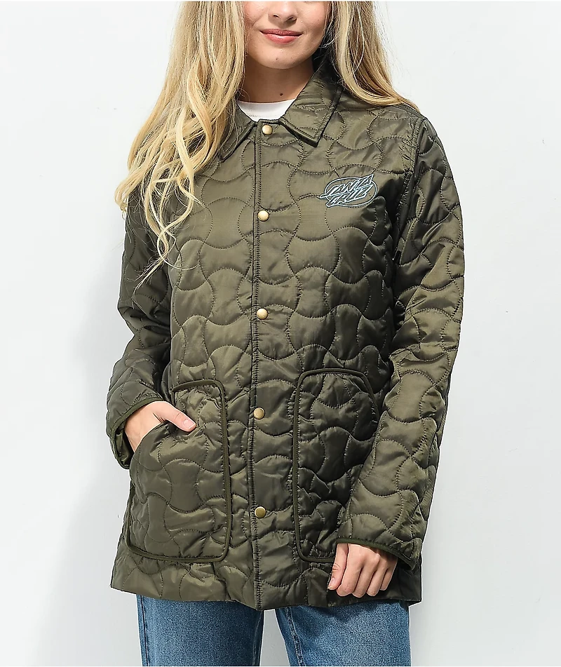 Santa Cruz Oval Line Dot Olive Quilted Chore Jacket