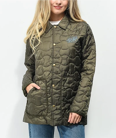 Santa Cruz Oval Line Dot Olive Quilted Chore Jacket