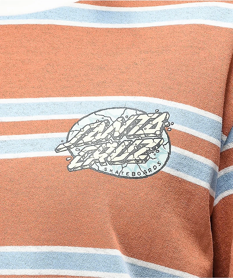 Santa Cruz Psychedelic Dot Brown & Blue Stripe Long Sleeve T-Shirt