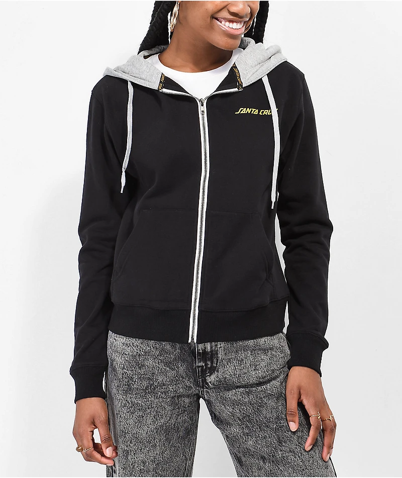 Santa Cruz Ringed Black Zip Hoodie
