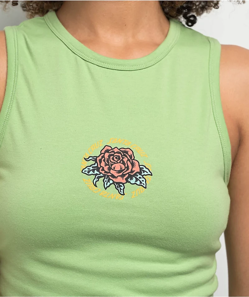 Santa Cruz Ringed Rose Green Crop Tank Top