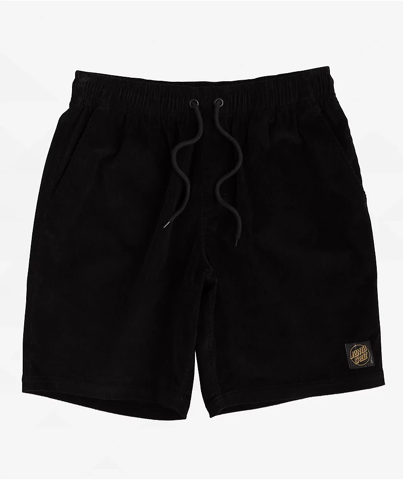 Santa Cruz Saga Pull On Black Corduroy Shorts