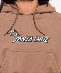 Santa Cruz Scattered Butterfly Brown Cropped Hoodie