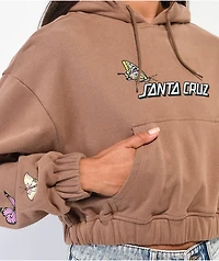 Santa Cruz Scattered Butterfly Brown Cropped Hoodie