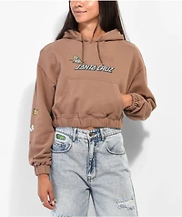 Santa Cruz Scattered Butterfly Brown Cropped Hoodie