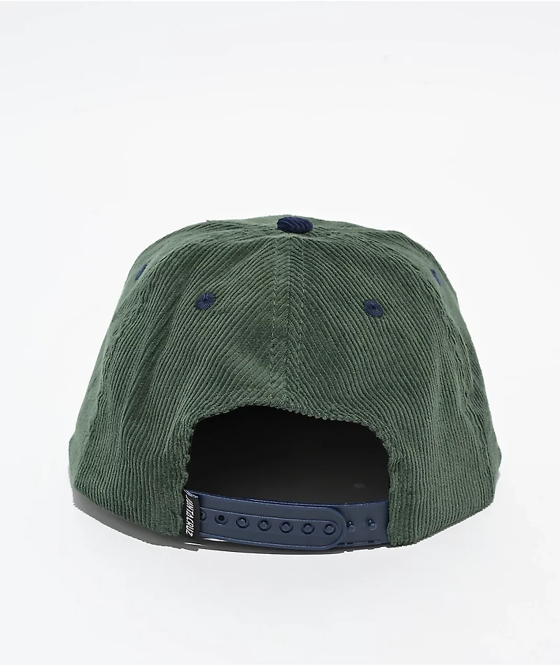Santa Cruz Scratched Corduroy Green & Navy Snapback Hat