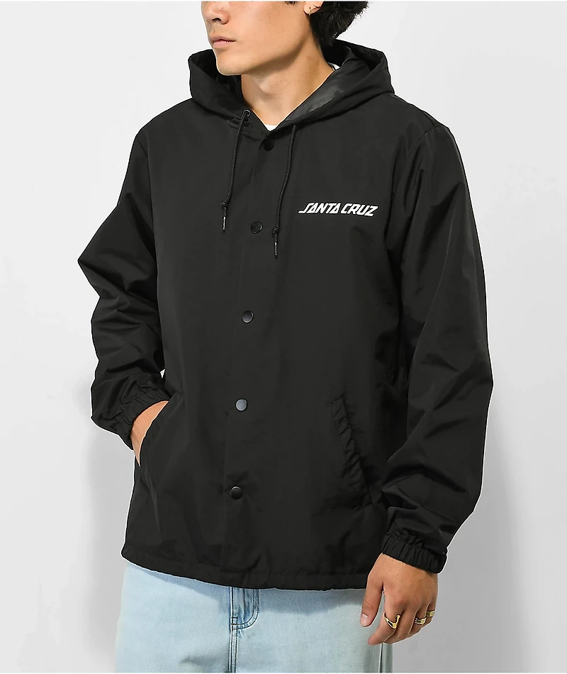 Santa Cruz Screaming Hand Flash Black Hooded Coaches Jacket