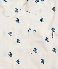 Santa Cruz Screaming Hand White Short Sleeve Button Up Shirt