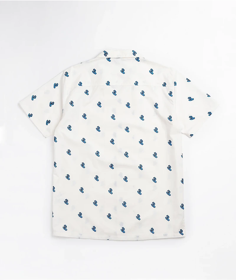 Santa Cruz Screaming Hand White Short Sleeve Button Up Shirt