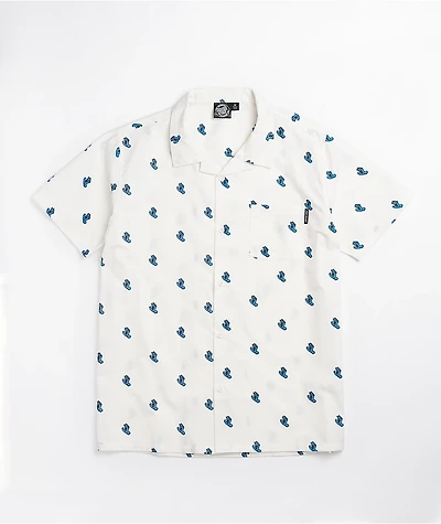 Santa Cruz Screaming Hand White Short Sleeve Button Up Shirt
