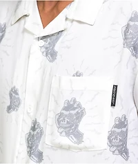 Santa Cruz Screaming Skull White Short Sleeve Button Up Shirt