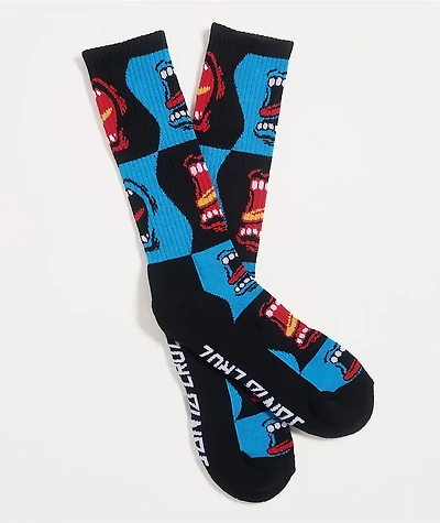 Santa Cruz Screaming Strip Black Crew Socks