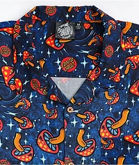 Santa Cruz Shroom Dot Navy Short Sleeve Button Up Shirt