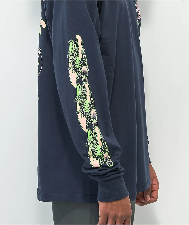 Santa Cruz Slasher Flip Navy Long Sleeve T-Shirt