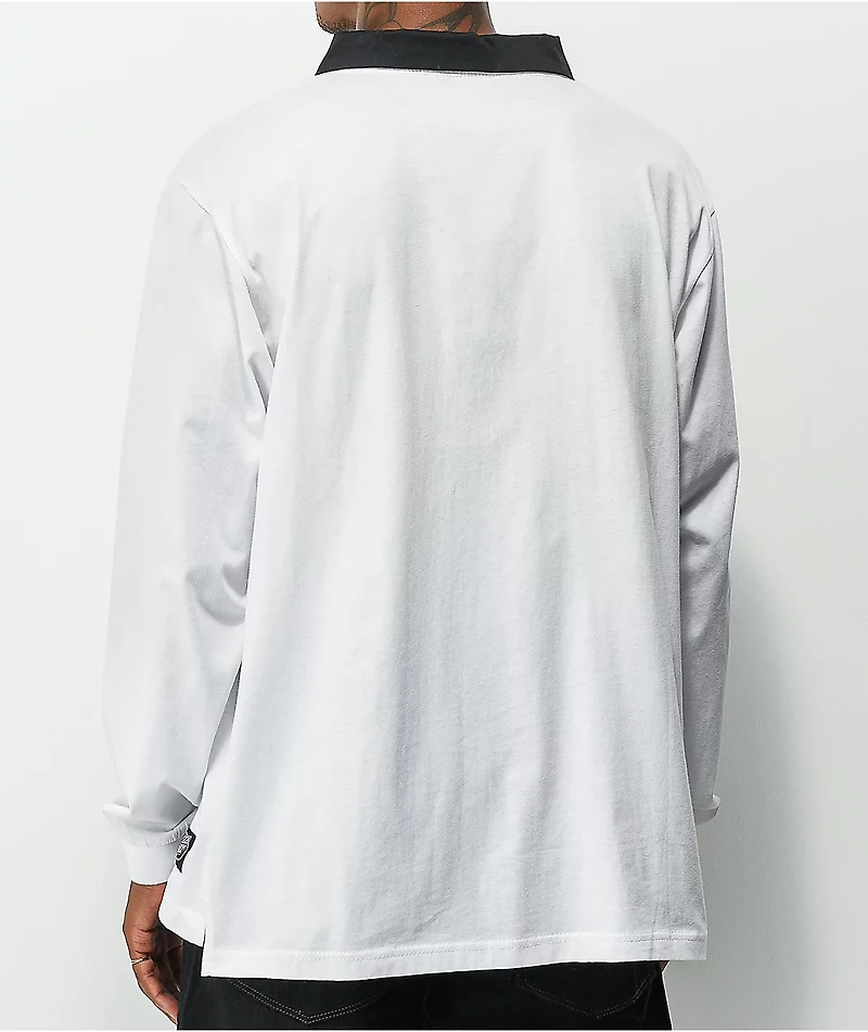 Santa Cruz Solid Stripe White Long Sleeve Polo Shirt