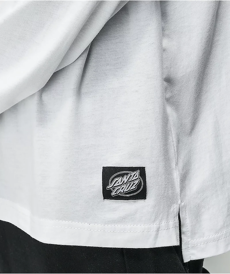 Santa Cruz Solid Stripe White Long Sleeve Polo Shirt