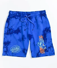 Santa Cruz Split Hand Broken Dot Blue Tie Dye Sweat Shorts