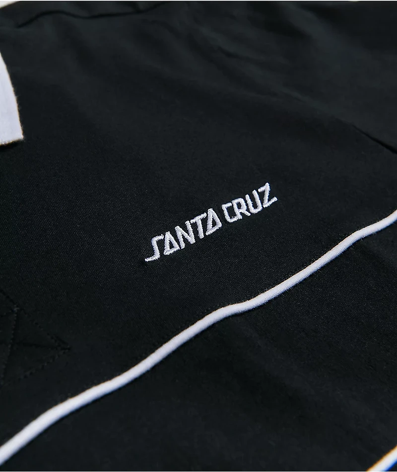Santa Cruz Strip Block Black Long Sleeve Polo Shirt