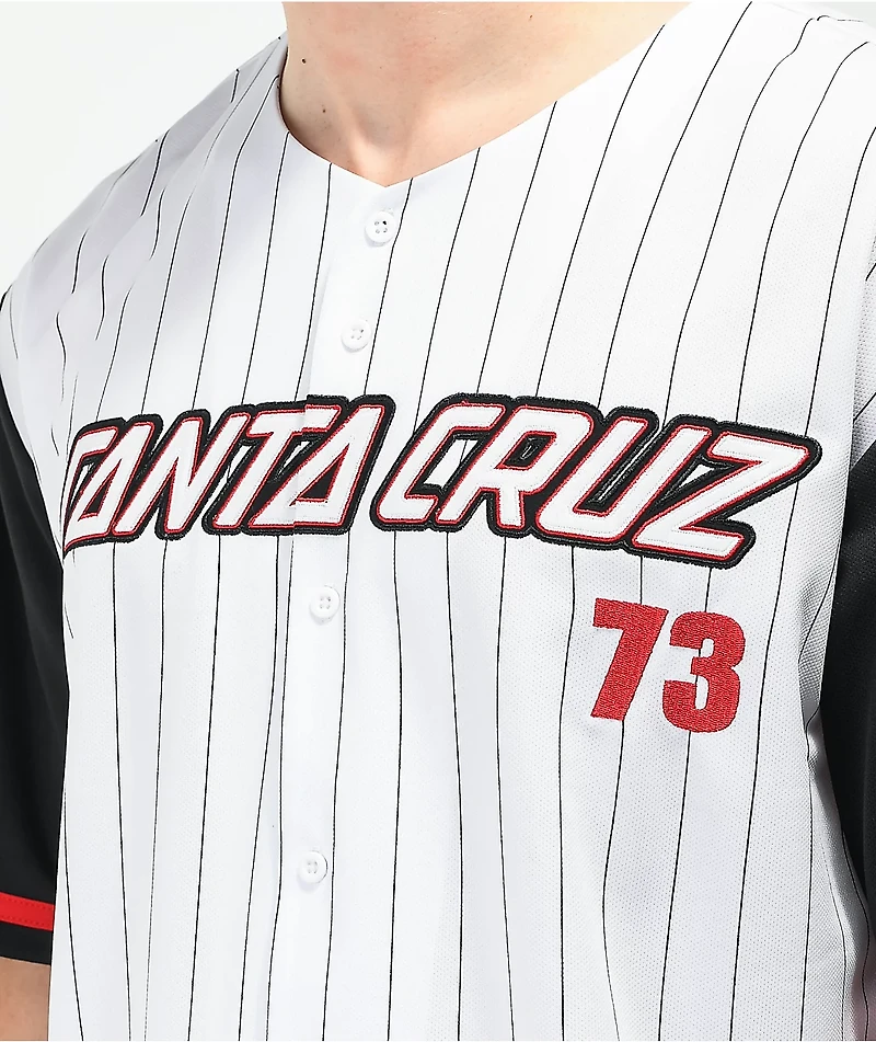Santa Cruz Strip Outline White & Black Baseball Jersey