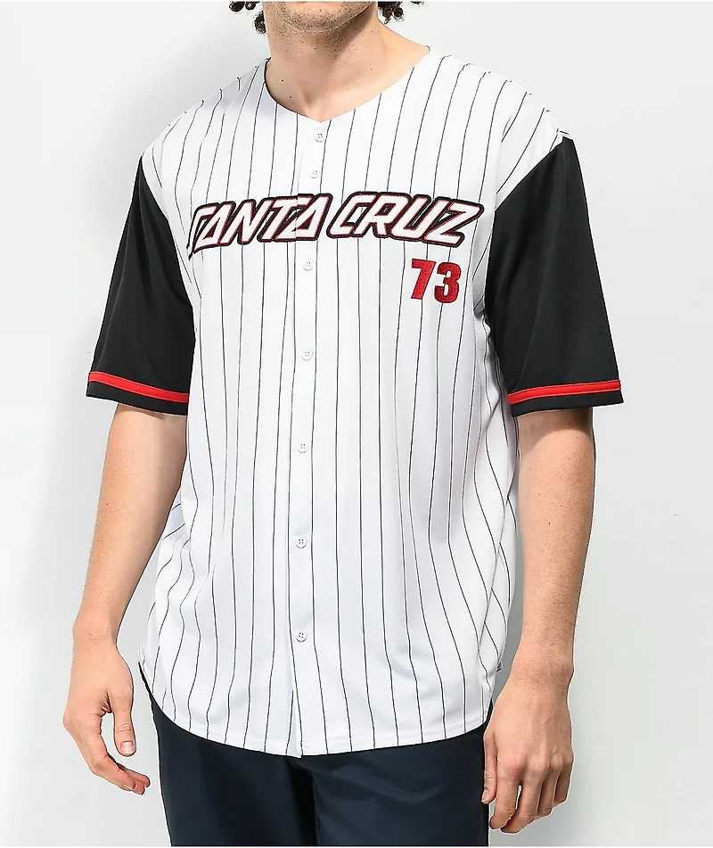 Santa Cruz Strip Outline White & Black Baseball Jersey