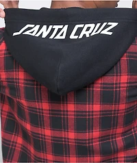 Santa Cruz Strip Red & Black Hooded Flannel Shirt